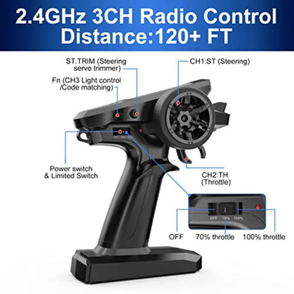 1/16 Scale Brushless 4X4 RC Car | H16BM 42mph High-Speed Off-Road RTR with 2 LiPo Batteries Black/Red