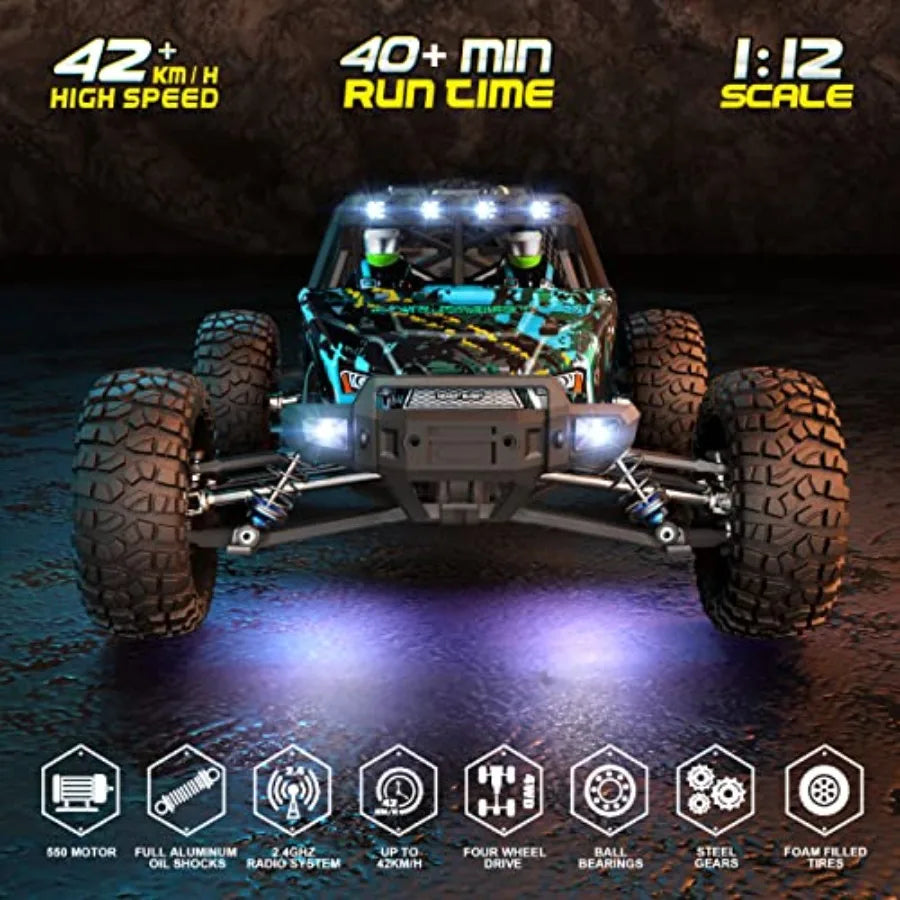 1/10 Scale RC Dune Buggy | 42km/h High-Speed Off-Road with 550 Motor Upgrade Black/Red RTR