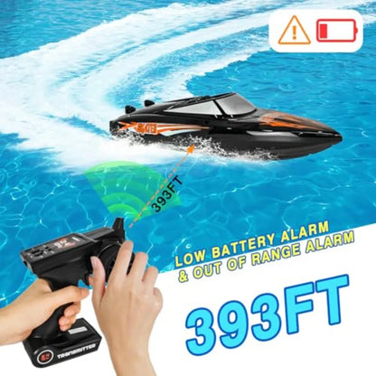 Self-Righting RC Racing Boat | Skater-Style 25km/h Pool & Lake Speedboat with 2 Batteries RTR