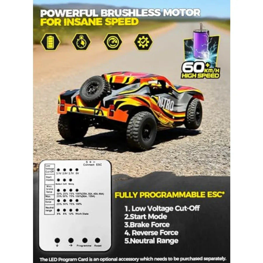 1/8 Scale Brushless RC Short Course Truck | 40MPH 4WD Waterproof Electric RTR