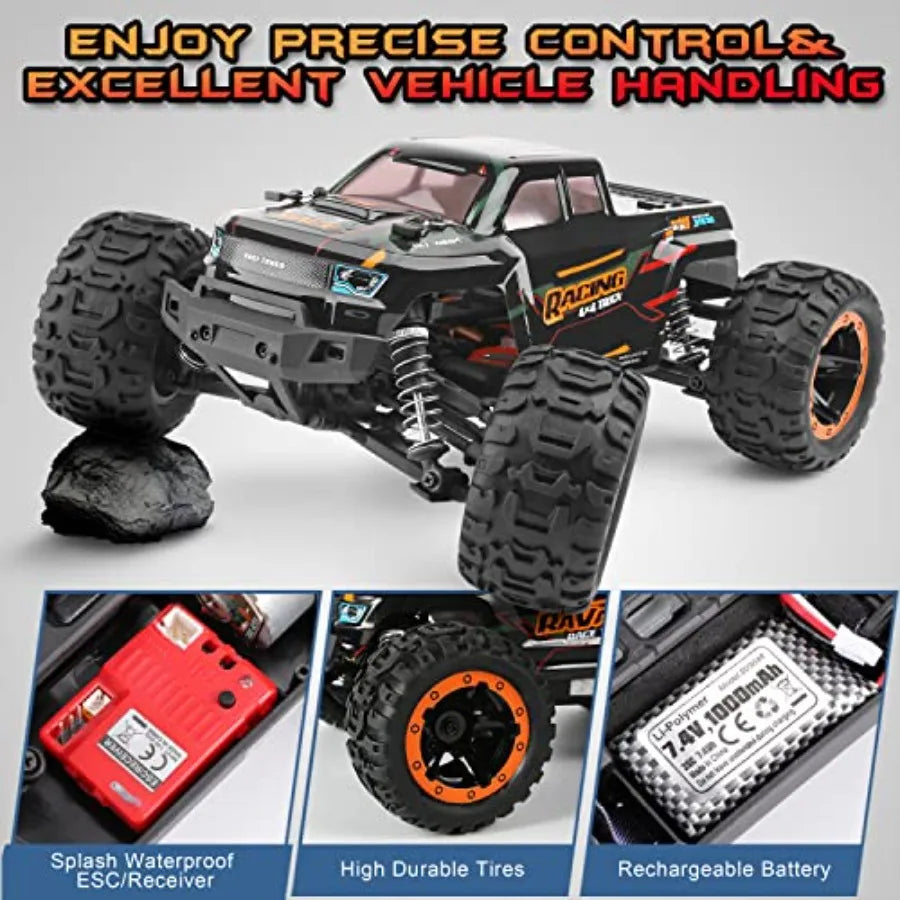 1/16 Scale 4X4 Waterproof RC Monster Truck | 2.4GHz 36km/h Off-Road RTR