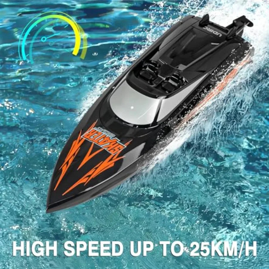 Self-Righting RC Racing Boat | Skater-Style 25km/h Pool & Lake Speedboat with 2 Batteries RTR