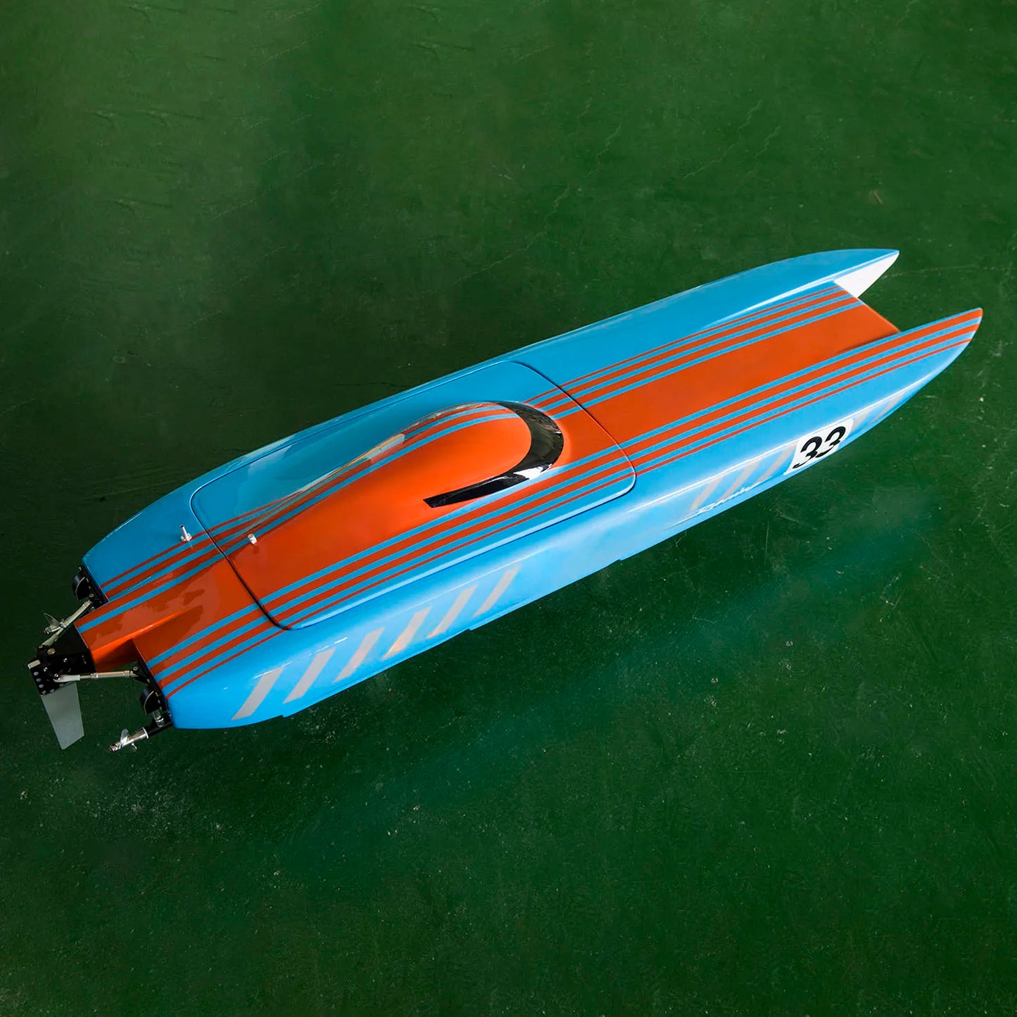 DTRC E33 Carbon Fiber RC Racing Boat | Kevlar Hull Brushless 120A ESC Cooling System RTR White/Blue