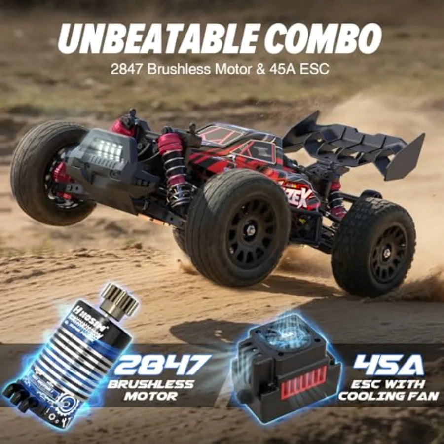 1/8 Scale Brushless 4X4 Waterproof RC Buggy | 60km/h All-Terrain Off-Road RTR Red