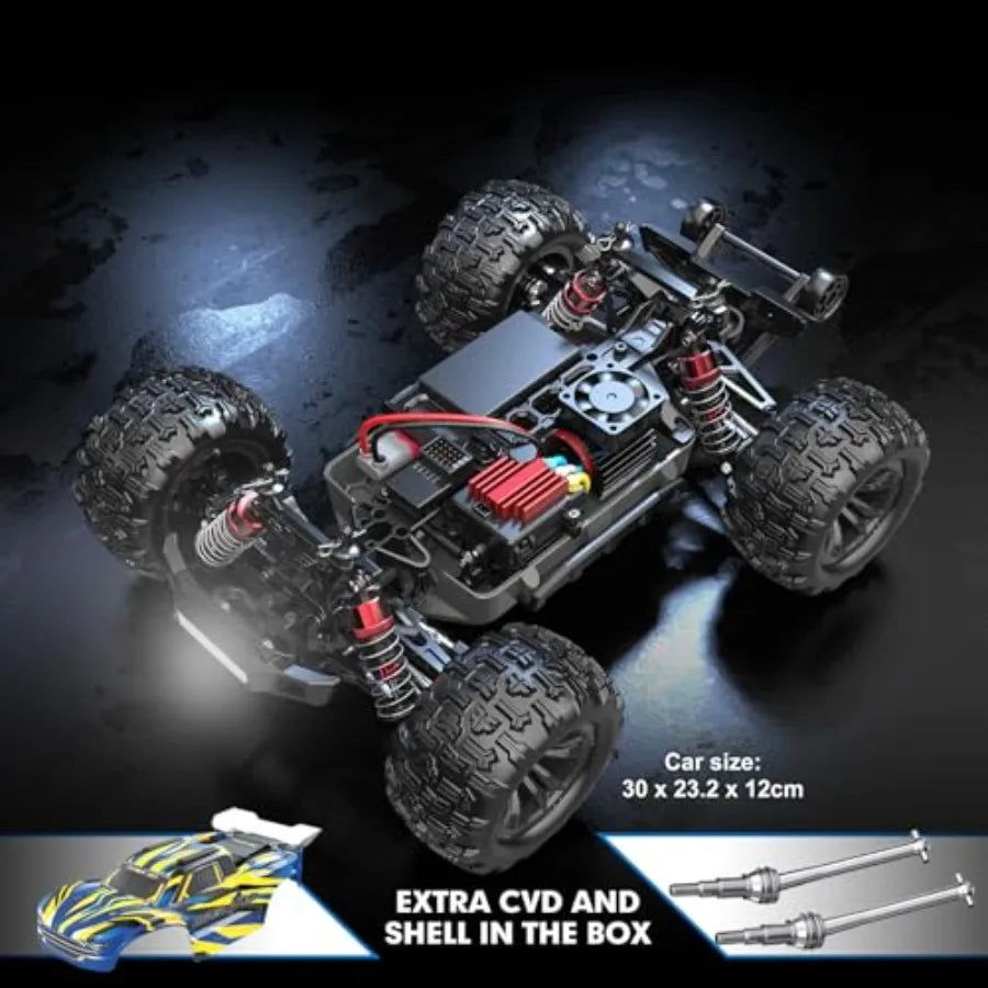 1/16 Scale Brushless 4X4 RC Car | H16BM 42mph High-Speed Off-Road RTR with 2 LiPo Batteries Black/Red