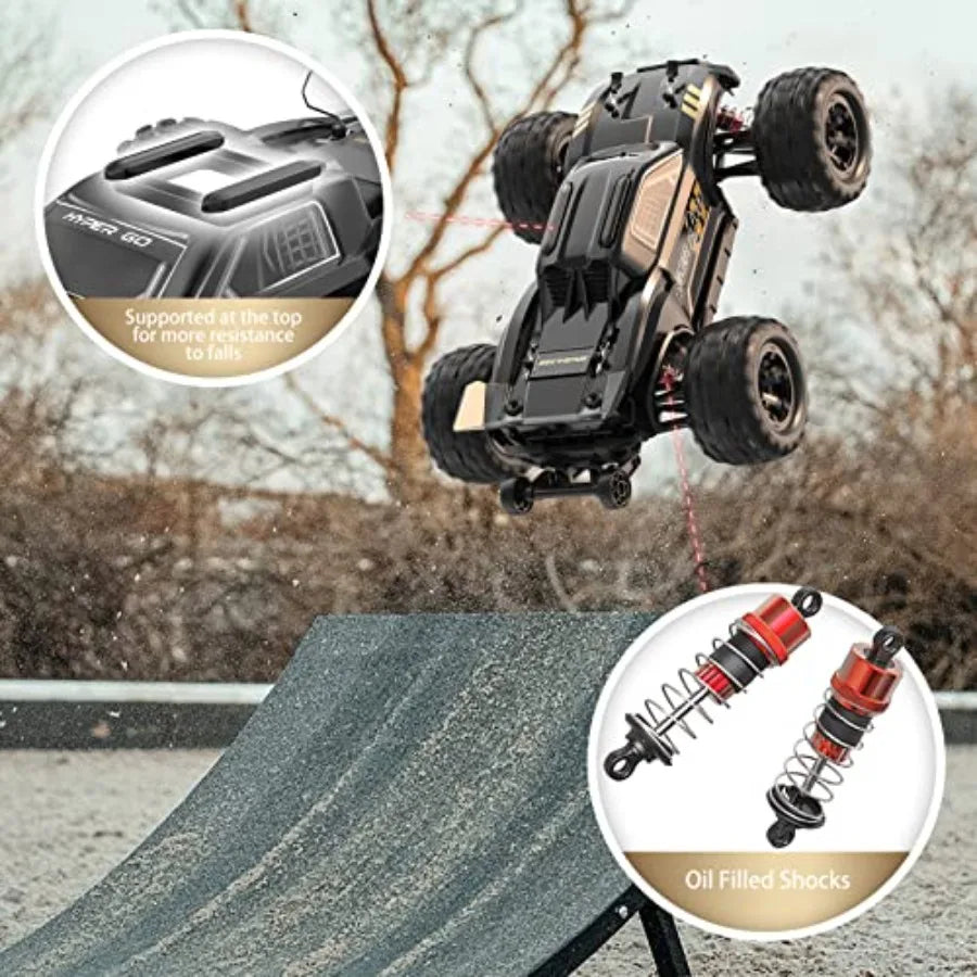 1/16 Scale Brushless 4X4 RC Car | H16BM 42mph High-Speed Off-Road RTR with 2 LiPo Batteries Black/Red