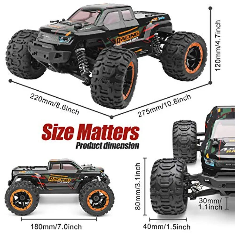 1/16 Scale 4X4 Waterproof RC Monster Truck | 2.4GHz 36km/h Off-Road RTR