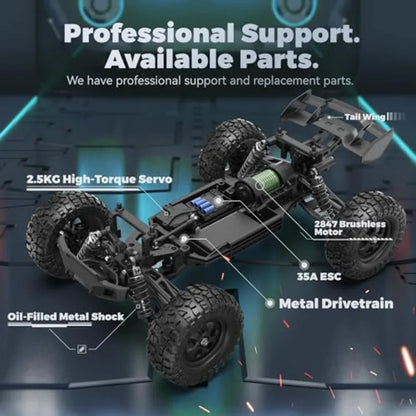 1/12 Scale Brushless 4X4 Waterproof RC Truck | 52km/h All-Terrain High Speed RTR